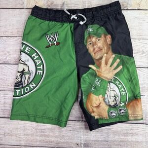 Vintage John Cena Swim Trunks WWE Boys Large 10-12 Green‎ Wrestling Shorts